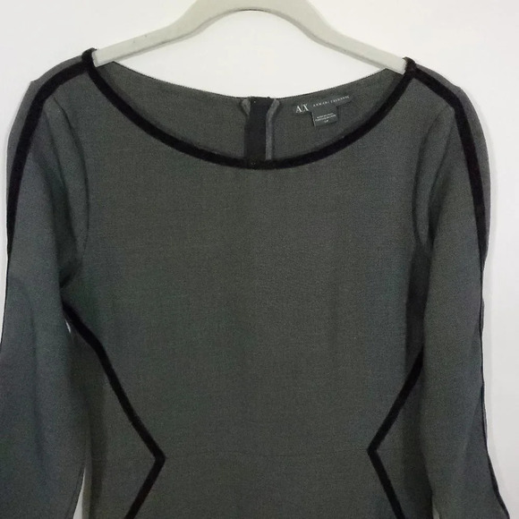 Armani Exchange Dress Women's Size Small Gray Black Knee Length 3/4 Sleeve - Picture 4 of 12